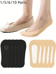 1/5/6/10 Pares de Calcetines Invisibles Antideslizantes Color Piel para Mujer, Calcetines Ligeros de Nailon para Tacones, Zapatos Planos y Zapatillas, Uso Casual de Negocios, Regalo del Día de la Madre - Multicolor - Ver 8