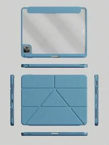 Solid Color Y-Fold Tablet Protective Case Compatible With IPad 11(A16 2025) Multi-Angle Stand With Pen Slot, Acrylic Back Shell Anti-Scratch Anti-Bend, Magnetic Auto Sleep/Wake, Compatible With IPad 10th Gen 2022/ 11(A16 2025), PU Faux Leather - Sky Blue - White Ice Blue - View 7