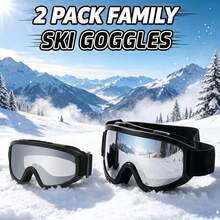 2PCS Ski Goggles For Teens And Adults, Winter Snow Village Outdoor Skiing Goggles, UV Protection Windproof Sandproof Protective Eyewear, Snow Sports Cycling Protective Glasses, Single/Double Board Play Unisex Ski Goggles Combo Set - A - View 3