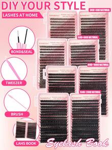 640/448 Clusters D Curl Single Cluster False Eyelashes - Large Capacity Extension Set, Beginner Friendly, Create Soft Natural, Lively Lightweight DIY Eye Makeup; Long Lasting, Includes Adhesive & Fixing Liquid, Tweezers, Lash Brush & Portable Lash Storage Case - Pink - View 4