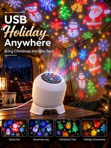 1 buah Lampu Proyektor Natal LED, Lampu Malam Proyeksi Dinamis Berputar 360°, Lampu Panggung Sudut yang Dapat Diatur Bertenaga USB, Cocok untuk Dekorasi Liburan Dalam Ruangan, Kamar, Natal, Paskah, dan Pesta. - Cahaya proyeksi dinamis - View 10