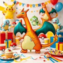 1PC Giant Full Body Orange Fire Dragon Creature 3D Standing Toy Balloon, Metallic Orange Foil Letter Inflatable Balloon, Birthday Celebration Decoration Toy Balloon, Theme Event, Party Backdrop And Tabletop Decor - View 2