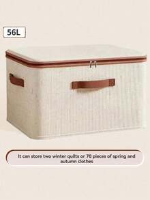Zippered Fabric Storage Box, Foldable, Washable, Suitable For Wardrobe, Shelf, Clothing Storage, Underbed Storage Box, Bedroom Essentials - Beige - View 11