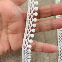 2/5/10Yard 1.8cm Black White Hollow Water Soluble Lace Trim, Polyester Lace Ribbon For Dress Sewing DIY Clothing Decoration - Polka Dot Ribbon With Tassels - View 7