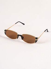 1 Pair Women's Fashion Small Square Frame Glasses, Lightweight Luxury Frame, Y2K Music Festival - Multicolor - View 6
