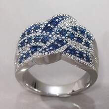 Starry Sea Inspired Synthetic Zirconia Ring, Artistic Exhibition Music Festival Eye-Catching Women's Ring Gift - Silver - View 7