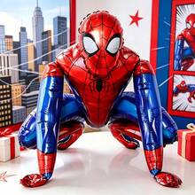 1pc Red & Blue Net Glide Hero Theme 3D Standing Foil Toy Balloon, Large Self-Standing Character Polyester Film Inflatable Toy Balloon, Reusable Party Toy Balloon For Theme Birthday Party, Celebration Gathering And Photo Booth Decor - View 7