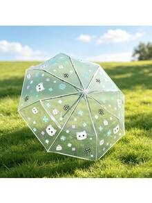 Cute Transparent Folding Umbrella, Printed With Playful Cat And Fruit Patterns, Lightweight And Portable, Suitable For Outdoor Travel And Camping, Reliable Rain Protection, Adorable Companion For Rainy Day Adventures - Automatic Umbrella - View 13