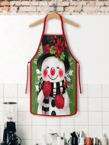 2Pcs Christmas Kitchen Aprons, Cute Snowman And Santa Claus Wreath Gift Box Print Adjustable Bib Apron, Waterproof Cooking Baking Apron For Xmas Holiday Party Decor Christmas Gift - Multicolor - View 7