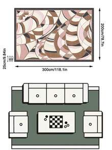 1PC Pink Brown Black White Abstract Wave Area Rug, Faux Cashmere Material Rectangular Modern Art Style Geometric Line Pattern, Machine Washable Suitable For Living Room Bedroom Daily Home Decor, Aesthetic Home Decoration - Multicolor - View 15