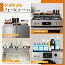 Abulun 30 Inch Silicone Stove Oven Top Shelf Magnetic For Kitchen Gadgets, Soft Flexible Strong Magnetic Heat Resistant Spice Rack Kitchen Organizer For Over Oven Stove - Black - View 8