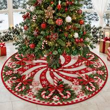 1pc Spiral Candy Cane Pattern Christmas Tree Skirt, Elegant Color Holiday Decor, 5 Sizes, Unisex Holiday Gift, Suitable For Home And Party Christmas Home Decoration - Candy Cane - View 6