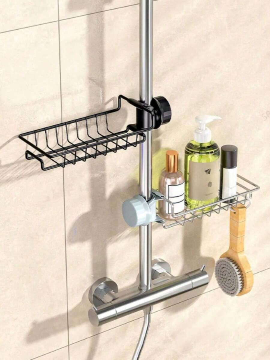 1 Rak Penyimpanan Pengering, Organizer Bulat untuk Wastafel, Bahan Stainless Steel, Dapat Digunakan untuk Menyimpan Spons, Sabun, Sikat, Handuk, Rak Penyimpanan Kamar Mandi