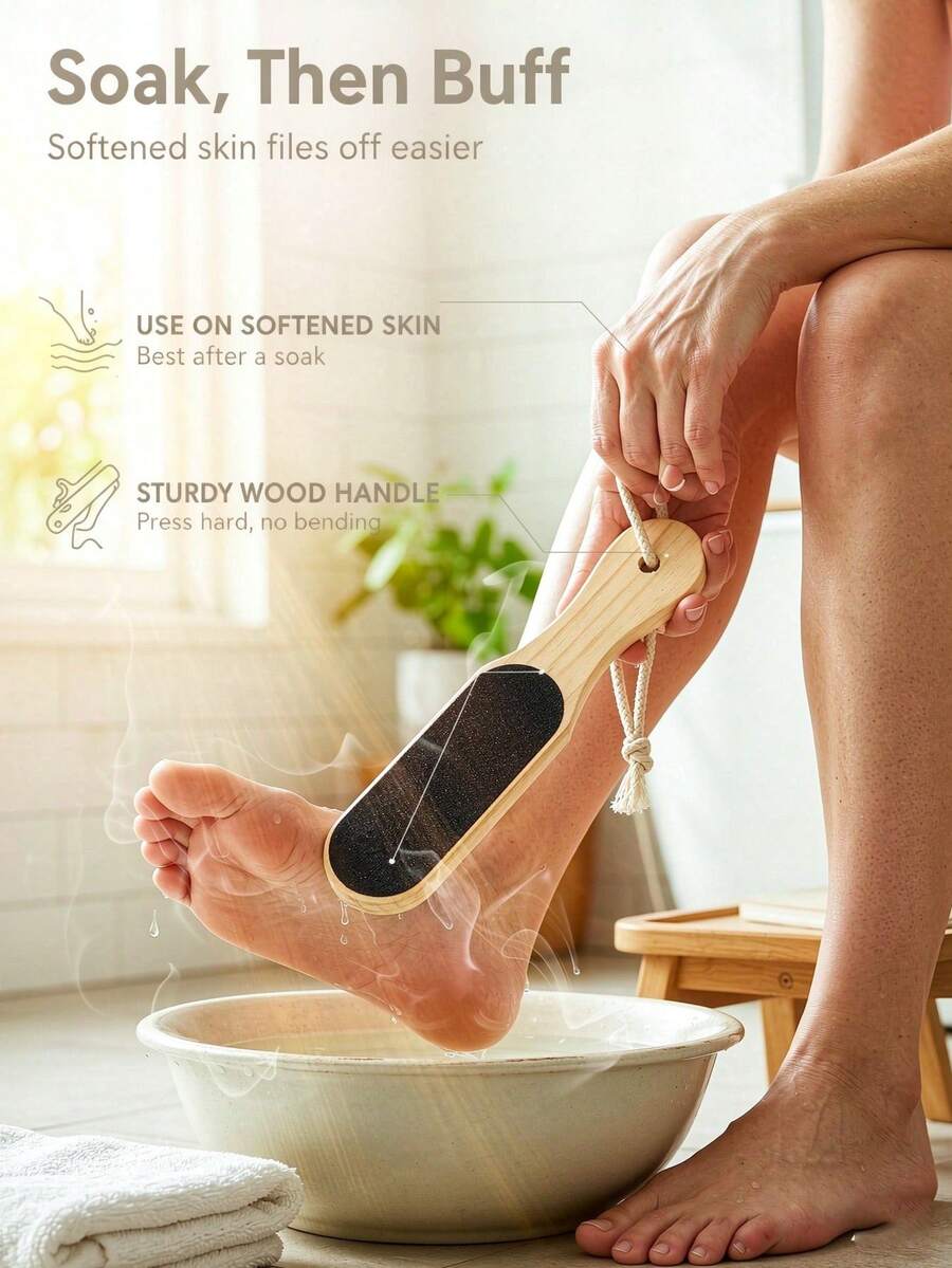 3 buah Alat Kikir Kaki Profesional, Pembersih Kaki Pedikur, Batu Apung Kikir Kaki, Untuk Kulit Mati dan Tumit Pecah-pecah, Kikir Kaki Kayu Beech, Penghapus Kapalan, Penggosok Kaki,