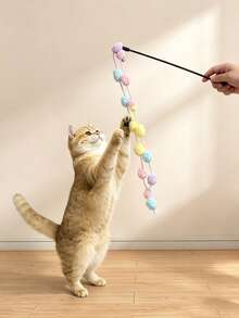 2pcs Cat Teaser Wand With Bell, Self-Entertainment Pet Toy - Multicolor - View 3