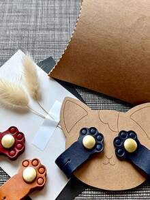 Multi-Purpose Bag For Hanging Data Cables, Featuring A Cute Cat Paw Pattern Cable Winder, Phone Charging Cable Organizer, PU Leather Cable Buckle - Multicolor - View 6