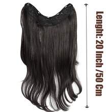Atmospheric Layered Double C Curl Hair Extensions For Women, 1-Piece V-Shaped 5-Clip Seamless Hair Patch, Long Curly Hair Extensions - Black - View 4