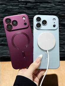 Minimalist Matte Magnetic Phone Case Compatible With Iphone 18 Pro Max 17 Pro Air 16 Plus 15 14 13 12 11, With Wireless Charging And Glass Lens Protector - Cherry Red - View 9