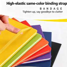 1pc A6 Hardcover Pocket Notebook, 80 Pages Portable Mini Notebook, Premium PU Cover With Elastic Band Design, Lined Pages, Suitable For Writers, Students And Professionals, Office Supplies, Independence Day Gift - Multicolor - View 7