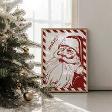 1pc Frameless Minimalist Santa Line Art Christmas Winter Holiday Festive Wall Art Poster Dorm Bedroom Apartment Decor Back To School Funky Posters Dorm Essentials - Santa Claus - View 2