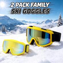 2PCS Ski Goggles For Teens And Adults, Winter Snow Village Outdoor Skiing Goggles, UV Protection Windproof Sandproof Protective Eyewear, Snow Sports Cycling Protective Glasses, Single/Double Board Play Unisex Ski Goggles Combo Set - A - View 5