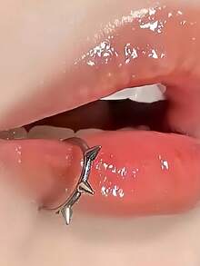 2pcs/1 Pair Punk Style Non-Pierced Lip Rings, Fashionable Personalized Lip Jewelry - Silver - View 3