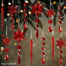9 Random Crystal Snowflake Decorations, Acrylic Snowflake Decor For Winter, Suitable For Party Gifts And Celebrations - Multiple Styles - View 1