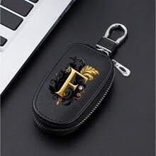 A-Z Letter Fashionable PU Black Car Keychain Protective Case With Zipper And Keychain, Car Keybox, Car Keychain, Men's Gift, Valentine's Day Gift, Per - Multicolor - View 32