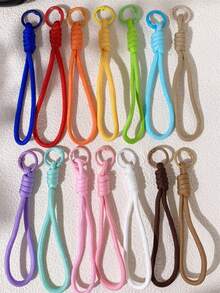 1/10/20/40pcs Solid Color Bohemian Polyester Paracord Keychain, Paracord Keychain Bag Water Bottle Backpack Pendant - Keychain (Style 1) - View 1