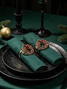 Vintage Rhinestone Flower Wreath Napkin Rings For Holiday Table Decoration, Suitable For Wedding, Christmas, Thanksgiving, Party - Multicolor - View 5