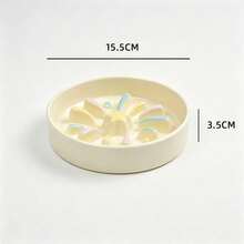 1pc Fireworks Ceramic Slow Feeder Bowl For Cats And Dogs, Anti-Choke Slow Eating Bowl For Home Pet Feeding, Anti-Black Chin Feeding Bowl - 200ml - View 2