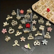 10PCS (Random Style) Floral Hair Clips Claw Clips Set - Exquisite Small Claw Clips - Side Forehead Hair Clips - Bangs Hair Clips - Elegant Women's Hair Accessories Rhinestone Hair Clips - Multicolor - View 6