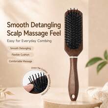 Wet & Dry Handheld Narrow Air Cushion Hairbrush, Premium Coconut Shell ABS Material Comfortable Grip Detangling Brush, Lightweight Portable Hair Comb That Fits In Your Bag, Perfect Gift For Family Or Friends, Vanity Table Hairbrush - Multicolor - View 4