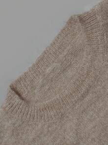 NiceArt Women's Vintage Space Dyed Plush Knit Sweater, Round Neck Drop Shoulder Pullover, Daily Autumn Outfit, Renaissance Style, Halloween - Vanilla Oat - View 4