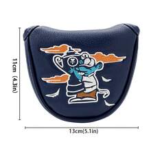 1 pièce Housse de tête de putter de golf pour DF3 - Fermeture à crochet et boucle, étui en PU résistant aux rayures avec doublure moelleuse & design de dessin animé mignon, tête de club bleue (Compatible avec le modèle de putter DF3) - Bleu azur - Voir 3