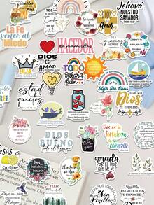 50pcs Spanish Bible Stickers For Decorating Planner, Journal, Scrapbook, Notebook, Luggage, Guitar, Skateboard, Manual, Tablet, Water Bottle, Phone - Spanish Bible - View 1