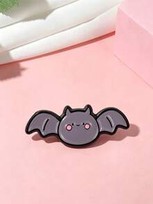1pc Cute Cartoon Bat Enamel Brooch, Kawaii Blushing Bat Badge, Decorative Lapel Pin, Suitable For Suit Jacket, Backpack, Clothing, Halloween Gift - Multicolor - View 2