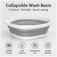 1pc Collapsible Wash Basin, Portable Foldable Silicone Washing Bowl, Multifunctional Folding Tub For Home, Travel, Camping, Bathroom & Outdoor Use - L - View 5