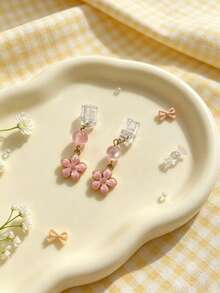 Sweet Pink Cherry Blossom Beaded Phone Dust Plug Charm, Universal Phone Charging Port Pendant Decoration, Cute Atmosphere Phone Accessory - Multicolor - View 7