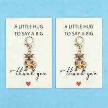 5pcs Cute Mantis Enamel Charm Keychain, A Little Hug To Say Thank You Greeting Card, Lobster Clasp Bag Pendant Gift - Multicolor - View 3
