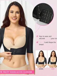 Women's All-Season Wear-Resistant Nylon U-Shaped Chest Support Adjustable Buckle Design Mid-Sleeve Arm Shaping Suitable For Daily Use - Black - View 3