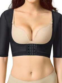 Women's All-Season Wear-Resistant Nylon U-Shaped Chest Support Adjustable Buckle Design Mid-Sleeve Arm Shaping Suitable For Daily Use - Black - View 4