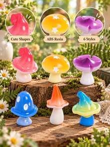 3pcs/Set 6 Colors Mushroom Garden Decor, ABS Resin Decorative Mushroom Figurines, Suitable For Fairy Garden, Flower Pot, Micro Landscape And Home Garden Decoration - Colorful Mushroom - View 2