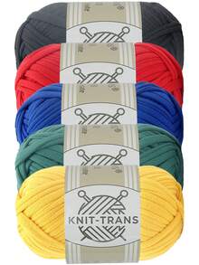 KNIT-TRANS 5 Bundles 5 Colors/500g Multi-Color Premium T-Shirt Yarn - High Elasticity Rope-Shaped Yarn, Soft Elastic Polyester Yarn, Suitable For Vibrant Crochet Projects, Ideal For Home Decor DIY Crafts, Multi-Color Yarn | Polyester Yarn | Knitting Accessories - Multiple Styles - View 13