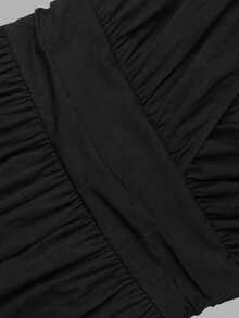 Fall Vintage Black V Neck Jumpsuit, Elegant Lantern Long Sleeve Wrap Waist Wide Leg Jumpsuit For Fall Winter - Black - View 6