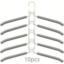 10/5/2/1-Pack Metal Thickened Space-Saving Hangers, 5-In-1 Multi-Layer Design, With Non-Slip Foam Pads, Suitable For Coats, Sweaters, Suits, And T-Shirts(Black, Gray, Apricot.) - Multicolor - View 25