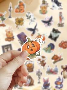 50pcs Halloween Little Witch Stickers, Decorative Decals For Phone Case, Refrigerator, Planner, Diary, Guitar, Scrapbook, Notebook, Luggage, Helmet, Skateboard, Laptop, Self-Adhesive - Little Witch Halloween - View 5