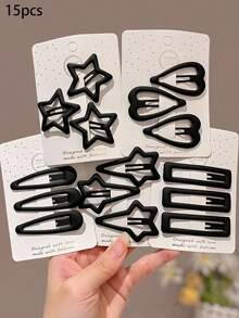 5/15pcs Black Matte Hair Clips For Women, Back Of Head Hair Organizer, Side Bangs Clip, BB Hair Clips, Hair Accessories For Daily Use - Black - View 8