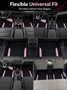 4pcs/2pcs Set Patterned Car Floor Mats, Simple & Fashionable, Washable, Interior Protection, Suitable For Sedan, Hatchback And SUV, All Season Use, Essential For Car Owners - A - View 1