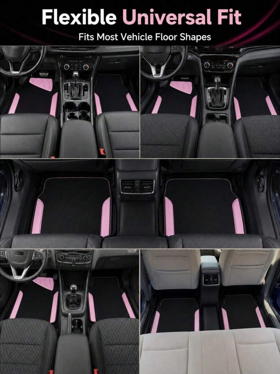 4pcs/2pcs Set Patterned Car Floor Mats, Simple & Fashionable, Washable, Interior Protection, Suitable For Sedan, Hatchback And SUV, All Season Use, Essential For Car Owners - A - View 1